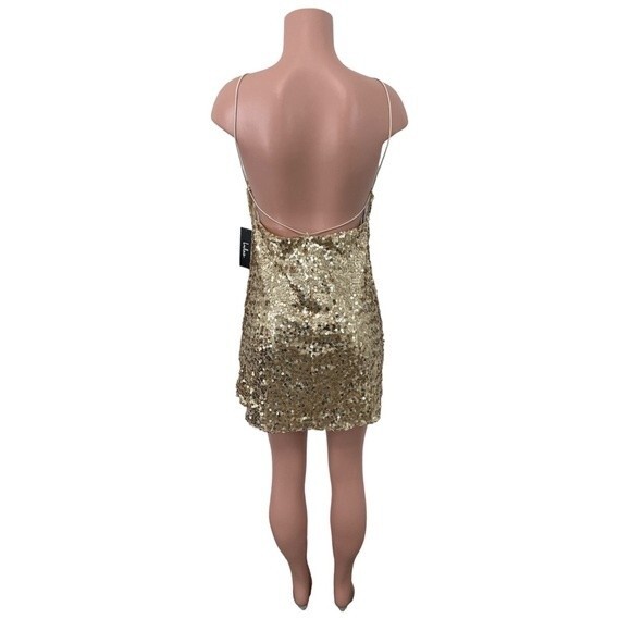 NWT Lulus Force of‎ Fashion Gold Backless Sequin Mini Dress Size MEDIUM - Picture 2 of 10